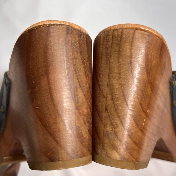 Five Worlds Black Leather Studded Clogs Size 10 - Picture 7 of 10